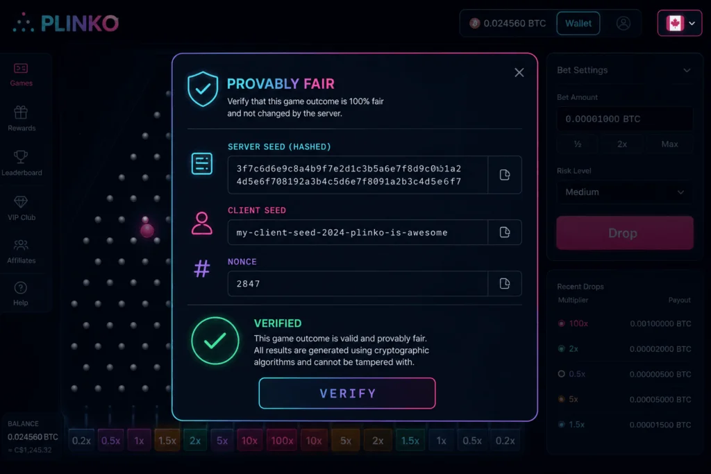 Provably Fair Logic Plinko